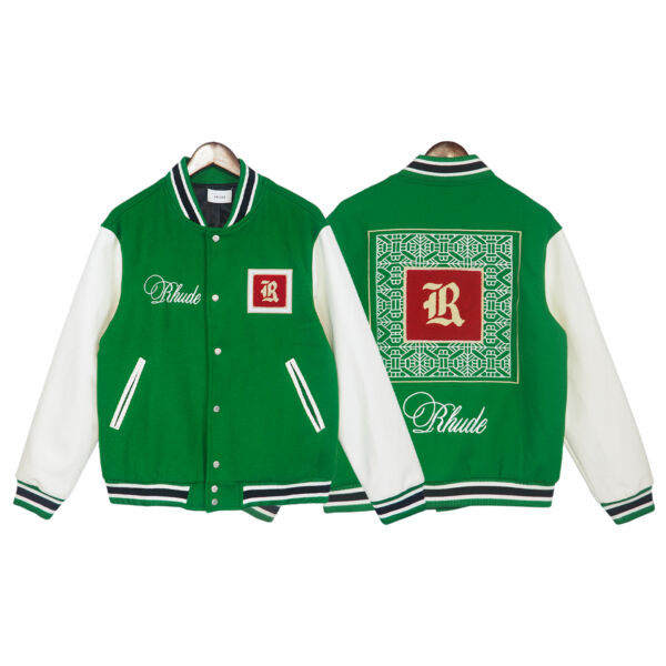 Rhude Varsity Green Jacket Marlboro Baseball Jacket