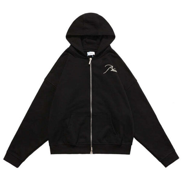 RHUDE Capsule Embroidered Zip Hoodie Black