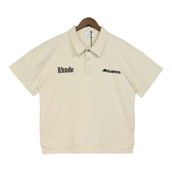 Rhude Mclaren Lapel Short Sleeve Polo T-Shirt Apricot 2718