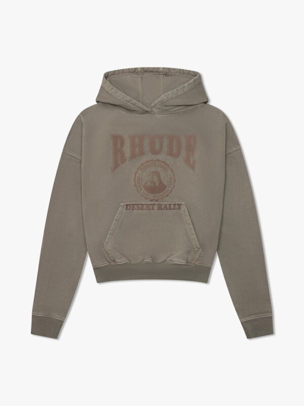 Rhude Cropped Desert Valley Hoodie Grey