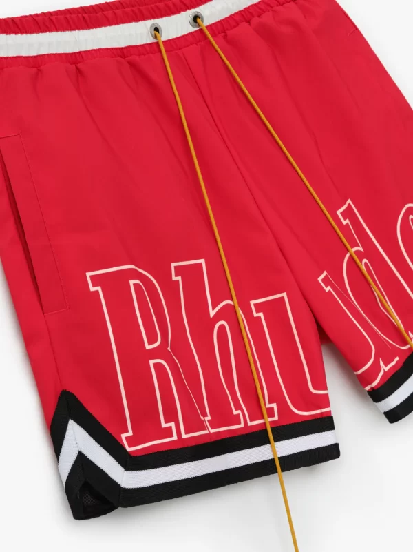 Rhude Red Shorts close up